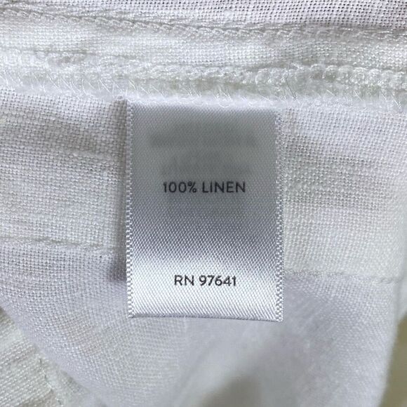 J. Jill Purejill Linen White Roll Tab Rolled Hem Cropped Pants Size L Petite - Picture 6 of 7